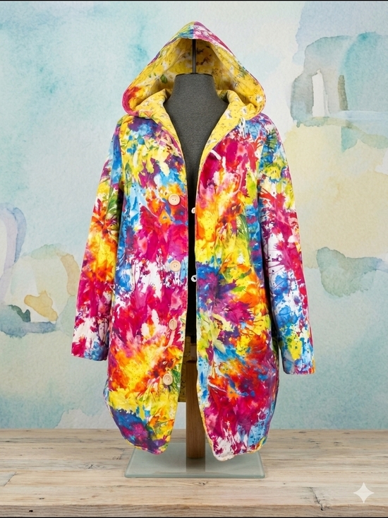 Handmade Jackets & Blazers - HANDMADE Reversible Coat - S/M - Unique Tie-Dye/Alpaca Pattern